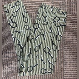 NWOT LuLaRoe Green Mirror Striped Leggings SZ TC